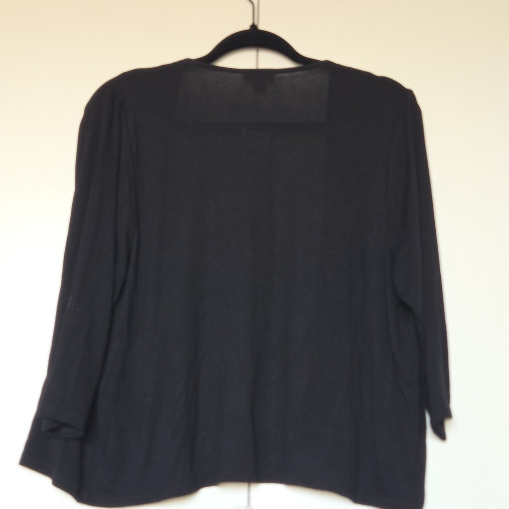 J.Jill Rayon Blend Black Shrug Sz L Petite Open Front Drape Style ~NWT~ - Picture 4 of 4